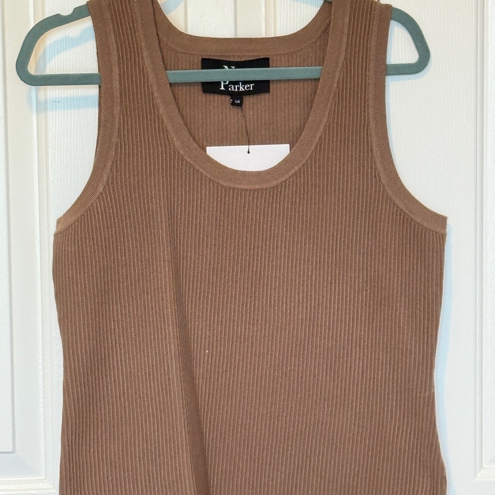 NWT Nina Parker Women's Brown Ribbed Tank Top
